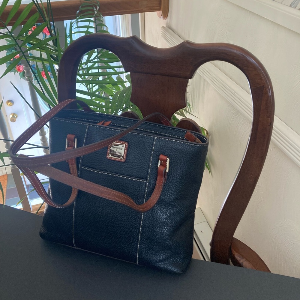 Dooney & Bourke Black and Tan Leather Tote - Picture 5 of 6